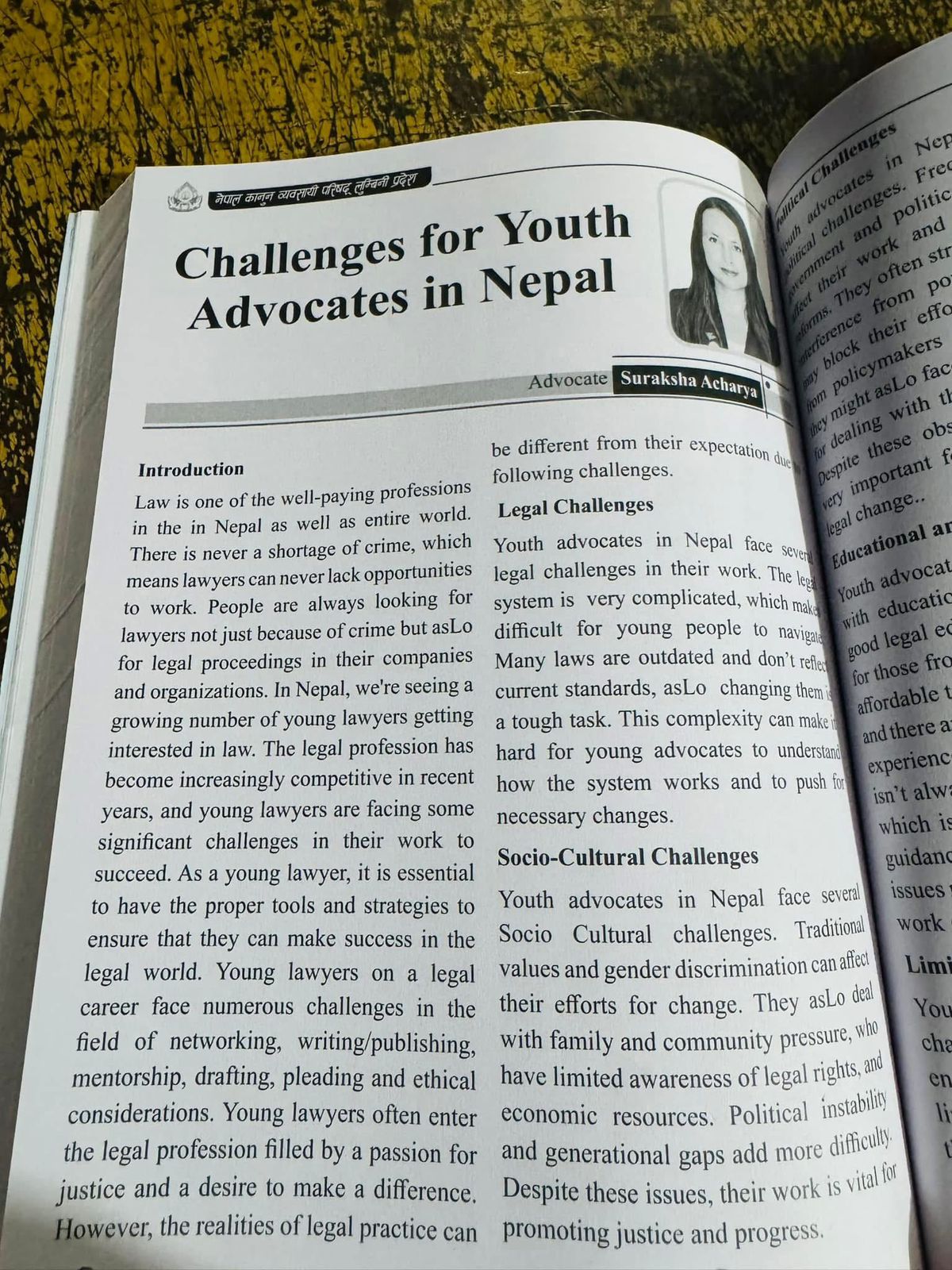 Another professional look of Advocate Suraksha Acharya.