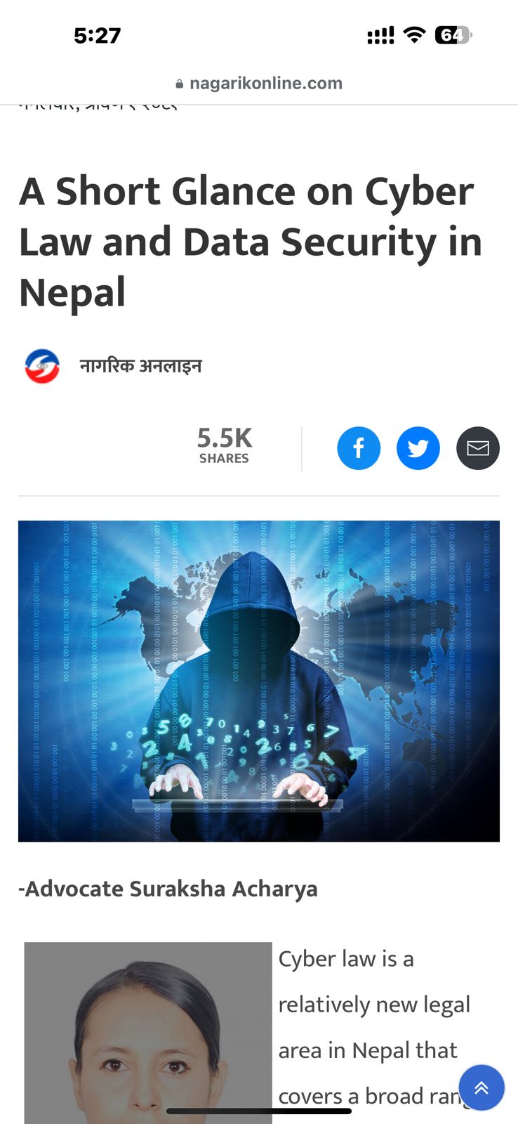 Another professional look of Advocate Suraksha Acharya.